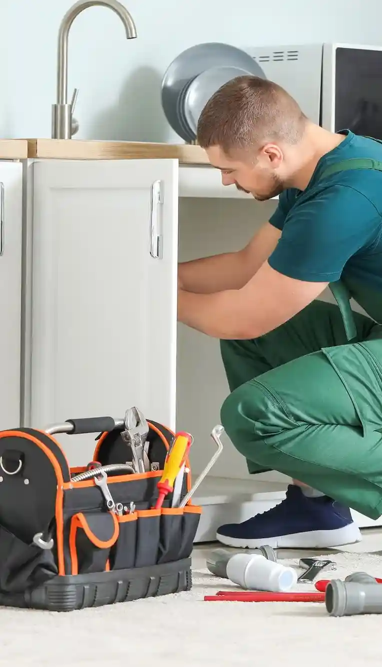 Фон подвала: сантехник (мобильная версия)